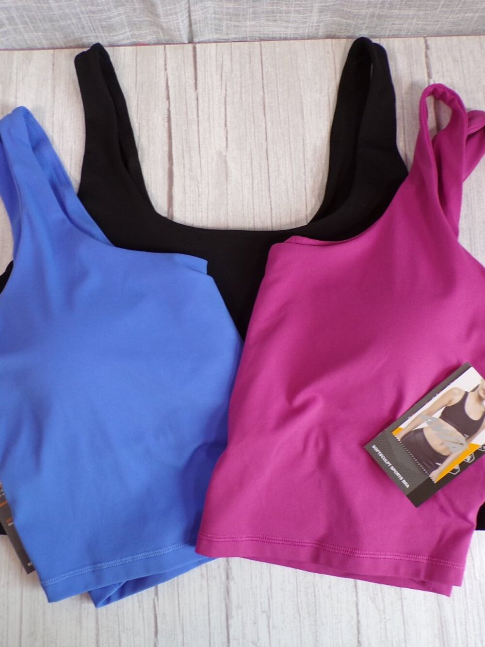 NWT Avia 2XL Softsculp Sports Bra 3-Pack in Black/Blue/Mauve